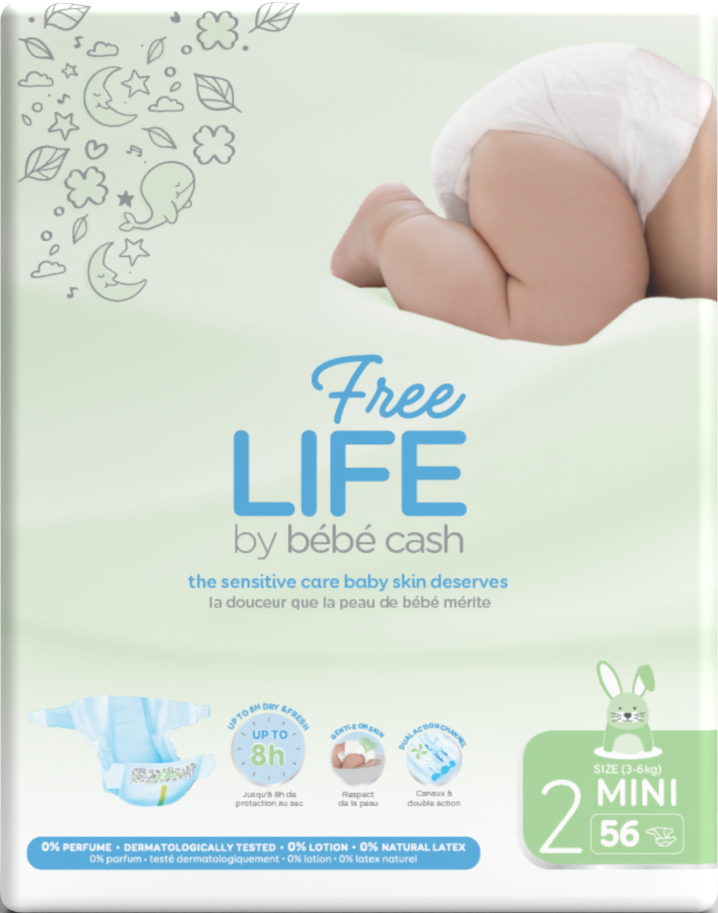 Couches bébé par Bébé cash - Sec et frais jusqu'à 12 heures - SAC